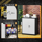 Greenvelly Metal Garage Storage Cabinet, Lockable Metal Cabinets with 2 Doors and Shelves,36” Steel Storage Locking Counter Cabinet for Office,Garage,Kitchen,Home,School(Black Grey) - Image 3