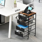 EasyPAG Rolling Storage Cart with 4 Drawers, Under Desk File Cabinet on Lockable Wheels, Moviable Hanging File Folder Organizer with Wooden Printer Stand for Home Office - Image 6