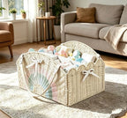 Large Baby Diaper Caddy, Paper Rope Storage Baskets Nursery Bin with Removable Divider, Portable Car Organizer for Diapers, Baby Shower Gifts, Newborn Essentials Must Haves (Light beige) - Image 2