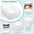 12 Pcs Plastic Storage Baskets Bulk 14 x 10 In Stackable Storage Bin with Handles A4 Size Desktop File Letter Organizer Tray Multi-purpose Container for Shelve Desktop Classroom Office Home Playroom - Image 3