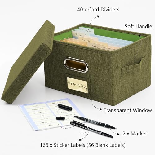 Greeting Card Organizer and Storage Box 2 Pack Olive Green - Image 3