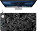 Mouse Pad with Wireless Charging, Large Desk Mat, Black Topographic Map #3 by TopmadeProduct-Ordernow