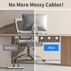 Delamu 2 Pack Metal Under Desk Cable Management Tray, U Channel Cord Organizer Box, Office Under Desk Cord Organizers, Cable Management with Various Accessories, Black, 15.75 Inches - Image 5