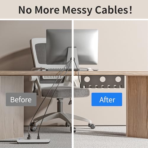 Delamu 2 Pack Metal Under Desk Cable Management Tray, U Channel Cord Organizer Box, Office Under Desk Cord Organizers, Cable Management with Various Accessories, Black, 15.75 Inches - Image 5