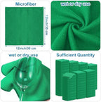 Tenare 100 Pack 12'' x 12'' Microfiber Cleaning Cloths Reusable Cleaning Rags Bulk Microfiber Towels Softer Highly Absorbent Washcloths for House Kitchen Car Window(Green) - Image 2