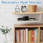 6 Pack Under Shelf Basket, Slide in Wire Hanging Storage Baskets, Slides Under Wire Shelves, Undershelf Hanging Storage Bin Basket for Kitchen, Pantry, Counter, Desk Bookshelf (White) - Image 4