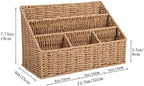 DINGTAI Rattan Desk Organizer, Tabletop Mail Holder, 5 Slot Mail Organizer Countertop Basket, Rattan Office Supplies, Boho Office Desk Accessories, Wicker Desk Organizer, Magazine Holder（Wicker） - Image 3