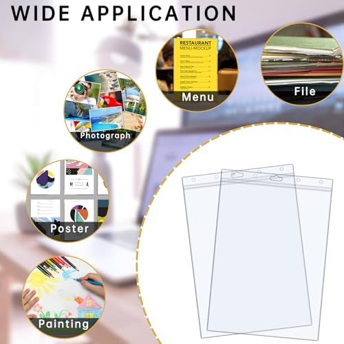 AKONEGE 12PCS Hard Sheet Protectors 8.5 x 11 Waterproof Resealable Zip Paper Page Protectors Clear Rigid Plastic Sleeves for Photos Certificate, Heavy Duty Document Holder Wall Sign Holder, Vertical - Image 7