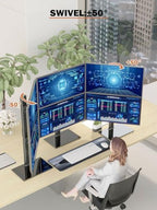 Dual Monitor Stand - Vertical Stack Screen Free-Standing Monitor Riser Fits Two 13 to 34 Inch Screen with Swivel, Tilt, Height Adjustable, Holds One (1) Screen Up to 44Lbs - Image 2