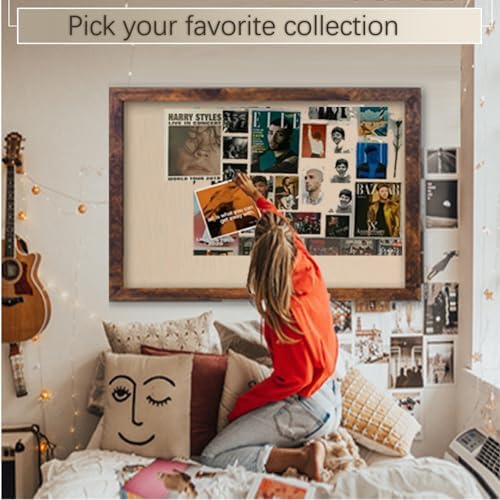 Large Magnetic Bulletin Board 43 x 31 Inch for Wall,Rustic Framed Cork Board with Linen for Home Office School,with 4 Push pins, 4 Magnets - Image 6