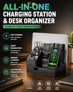 LADSTAG Leather Phone Docking Station for Men - Desk or Nightstand Organizer - Birthday Gifts for Husband, Dad - Anniversary Idea from Wife - Key Holder, Stand Wallet, Watch & Essentials - Image 2