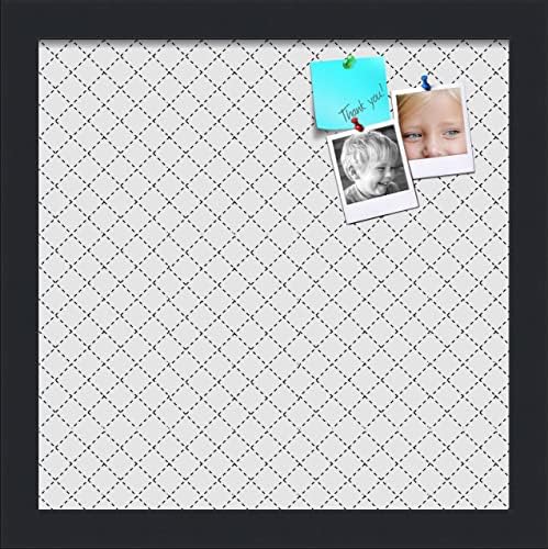 PinPix 12x12 inch Cork Bulletin Board. This Decorative Framed Pin Board Comes with Diamond Pattern in Grey Design and Satin Black. Ideal for Home, Office Decor or School (PinPix-126) by PinPixBulletinBoards