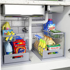 REALINN Under Sink Organizer, L-Shaped 2 Tier Pull Out Cabinet Organizer by REALINN