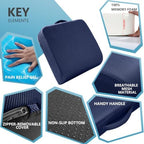 YOUFI Extra Thick Large Seat Cushion, Gel Memory Foam Cushion with Carry Handle Non Slip Bottom, Pain Relief Coccyx Cushion for Wheelchair Office Chair (Navy Blue, 19" x 17.5" x 4") - Image 4