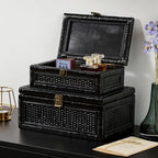 Rattan Box with Lid Decorative Natural Handmade Boho Baskets - Image 6