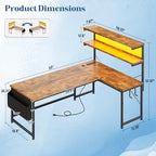 DurayLoly 53"L Shaped Desk with Storage Shelf,Side Bag,Hook for Small Space - Image 2