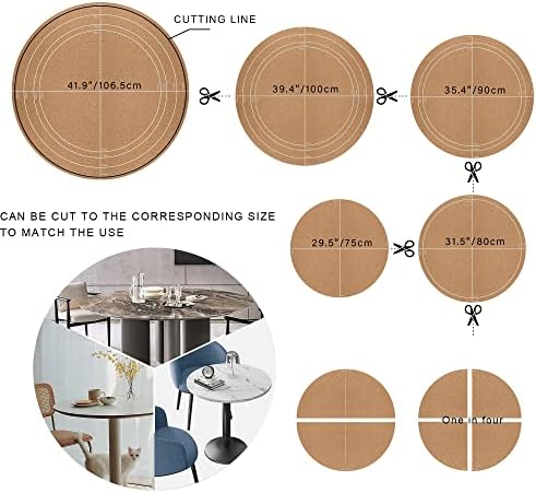 CENNBIE 42 Inches Cork Leather Round Table Cover Mat(Cream) - Image 3