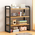 Office Desk Shelf Organizer, Wood Desktop Bookshelf Supplies Storage Rack, Shelf for Top of Desk and Dresser and Cubicle Decor Aesthetic Bookshelf (Black Wood, three Tier 19.69 Lx7.87 Wx22.05 H) by Janebert