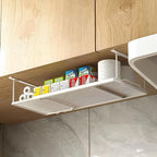 2 Pack Expandable Under Cabinet Shelf, Under Shelf Storage with 0.94 Inches Thick Clips for Kitchen Cupboard, Metal Hanging Under Desk Basket for Laundry Room, Cabinet, Shoe Rack - Image 4