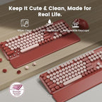 Wireless Keyboard Mouse Combo, Magnetic Wrist Rest, Round Keycaps, Wine Red - Image 4