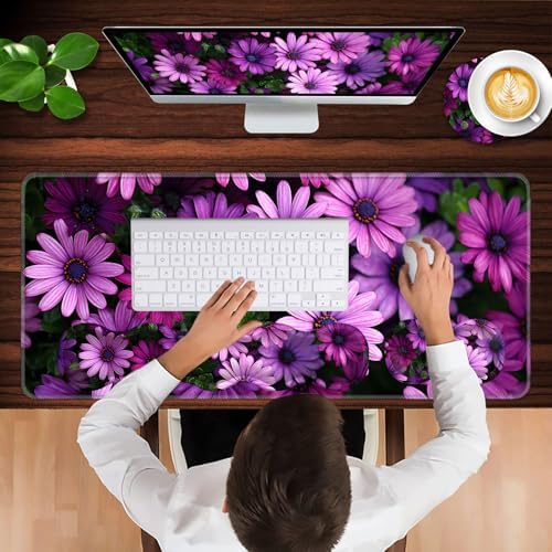 Keyboard Wrist Rest and Mouse Pad with Wrist Support Set Ergonomic Coaster,Memory Foam,Easy Typing Pain Relief,Large XL Desk Mat 31.5"x 11.8",African Daisy - Image 4