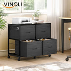 VINGLI Drawer File Cabinet Rolling Mobile Under Desk with Wheels, Fabric Drawers Printer Stand for Home Office, Fits Letter Size (Black, 4 Drawers) - Image 2