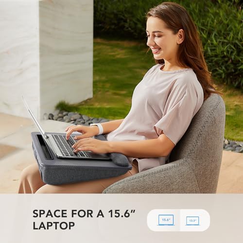 HUANUO Laptop Lap Desk with Cushion, Fit up to 15.6" Laptop, Gray - Image 2
