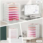 Lavatino 8-Tier Letter Tray Desk Paper Organizer, Mesh File Tray Organizer for Desk, Office Supplies & Home Organization, Fits A4 Paper, Mail, Magazines and Office Accessories (White with Handle) - Image 7