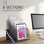 Sinboun Inclined Desk File Organizer Folder Holder with 8-Section, Black - Image 3