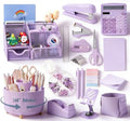 Gawsey Desk Organizers and Accessories with Desk Organizer 360° Rotating Pen Holder and Office Supplies, Cute Stationery Supplies Set (Purple) by Gawsey