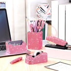 Demissle Pink 7 Pcs Bling Desk Accessories Set Office Kit for Women - Image 6