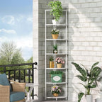 7 Tier Corner Shelf Stand, 64.7", Marble White - Image 5