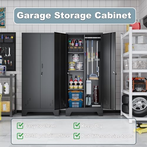 61" Metal Storage Cabinet with Lock for Garage, Utility Closet - Image 4