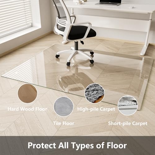 Koonmi Glass Chair Mat for Carpet, 46"x46" Thick Office Chair Mat - Image 3