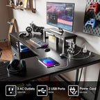 Furologee 50 Inch L Shaped Gaming Desk with Power Outlet and Drawers, Black - Image 5