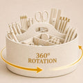 Aesthetic PU Leather Rotating Desk Storage Organizer, Beige by Unknown