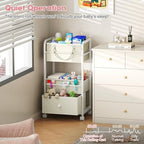 Cidaziya 2In1 Baby Diaper Caddy Organizer and Storage, 3 Tier Rolling Cart with Drawer, Detachable Dividers, Mobile Utility Cart Baby Dresser Clothes Organizer for Baby Essentials, Bedroom, Nursery - Image 6