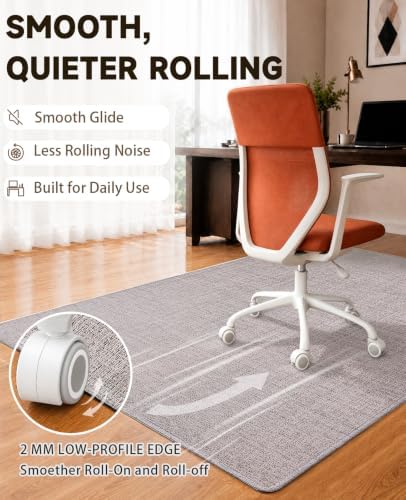 Funwheat Woven Office Chair Mat for Hardwood Floor, 36 x 48 in, Light Grey - Image 4