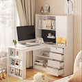 51.6" White Corner Computer Desk with Drawers for Home Office by Varelynn