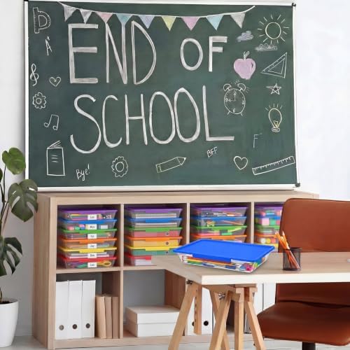 Tinlade 6 Pack Classroom Clear Paper Storage Bins with Lids, Rainbow - Image 4
