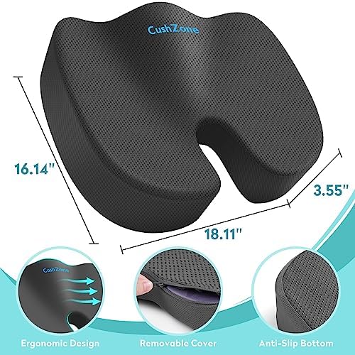 Gel Seat Cushion, Cooling Memory Foam Cushion for Office Chair, Gray - Image 3