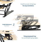 VIVO 36 inch Height Adjustable Stand Up Desk Converter, V Series, Quick Sit to Stand Tabletop Dual Monitor Riser Workstation, Light Wood Top, Black Frame, DESK-V000VO - Image 5