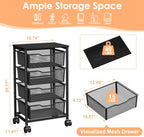 Hongtamoya Rolling Cart with Drawers, Storage Cart with Wheels, Black - Image 2