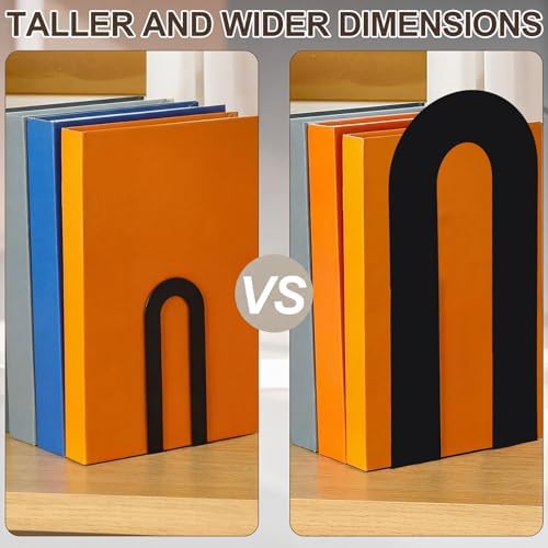 Chunful 6 Pcs Black Metal BookEnds Shelves, 9.5 x 7.75 x 4.75 in - Image 6