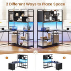 SEDETA 58'' L Shaped Computer Office Desk with 3 Drawers and Bookshelf - Image 4