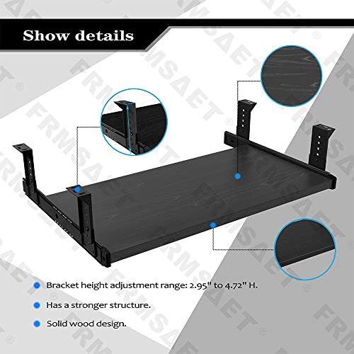 FRMSAET Office Product 20/24/30 inch Keyboard Drawer Tray(20 in, Black) - Image 2