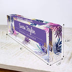 Artblox Office Desk Name Plate Personalized | Custom Name Plates for Desks | Purple Leaf Design On Clear Acrylic Glass | Office Desk Decor - (8" x 2.5") - Image 3