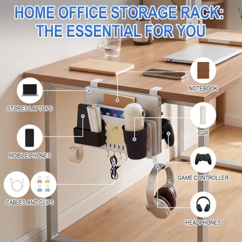 Desk Side Storage Organizer Set Fits Edge 0.2-2.2",Double,White - Image 4