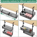 Multi-Model Under Desk Cable Management 2 Pack Metal Under Desk Wire Management Tray Clamp Mount Under Table Cord Management No Damage The Desk - Image 5