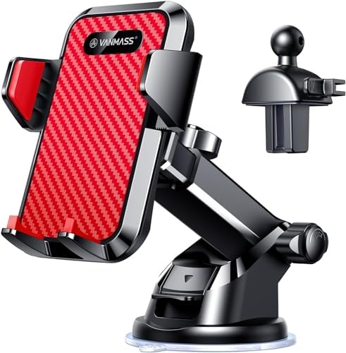 VANMASS【85+LBS Strongest Suction & Military-Grade Ultimate Car Phone Mount【Patent & Safety Certs】 Cell Phone Holder for Dash Windshield Vent for iPhone 17 Pro Max Automobile Interior Sets, Red by VANMASS